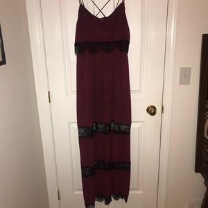 Maroon Lacy maxi dress